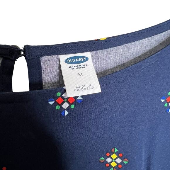 Old Navy Womens Medium Long Bell Sleeve Woven Shift Navy Georgetown Dress - Picture 5 of 9